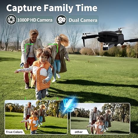 TD12Pro Drone with 1080P HD Camera, Brushless Motor, Optical Flow Positioning, Level 3 Wind Resistance, 3 Speed Modes, Drones for Adults Beginners, Outdoor Photography Foldable RC Quadcopter