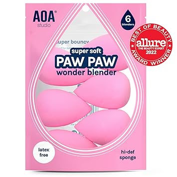 AOA Studio Collection makeup Sponge Set Latex Free and High-definition Set of 6 makeup Wonder blender For Powder Cream and Liquid, Super Soft Wonder Beauty Cosmetic